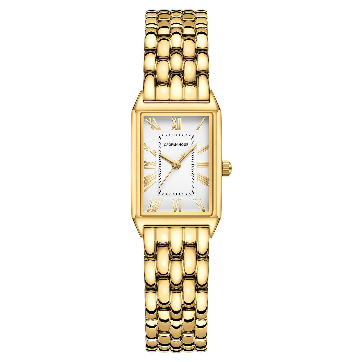 Gold Watches for Women with Vintage Rectangular Case,White Roman Dial,Stainless Steel Band,Adjustment Tool Included,Water Resistant-Gold Watches for Women with Vintage Rectangular Case,White Roman Dial,Stainless Steel Band,Adjustment Tool Included,Water Resistant