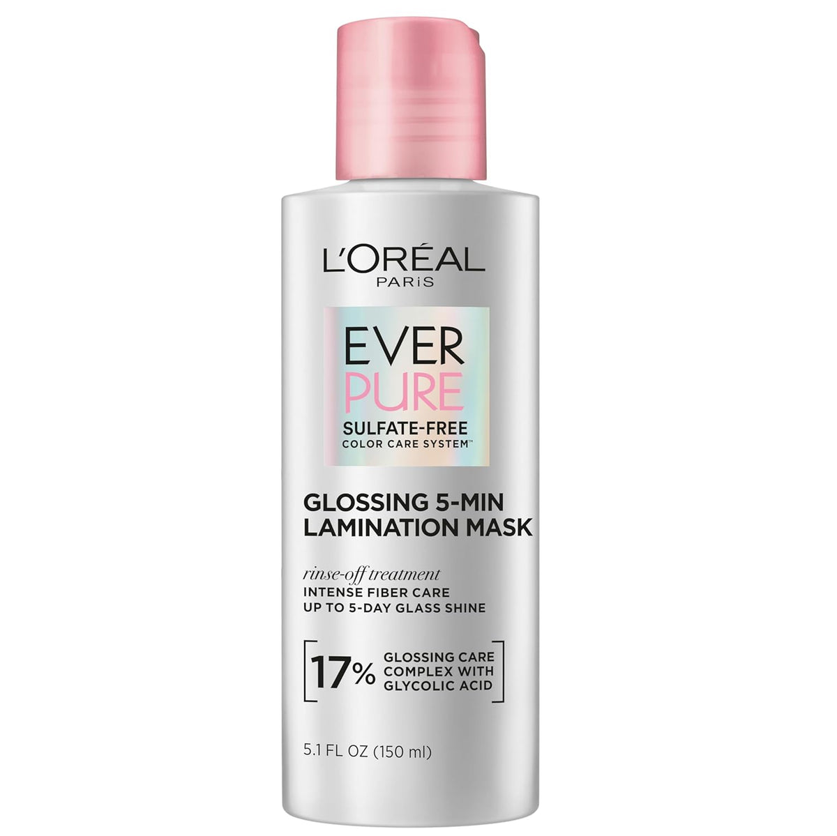 L'Oreal Paris Sulfate Free Glossing Lamination Hair Mask, 5-Minute Rinse-Off Hair Treatment with Glycolic Acid for Glass Shine, Smoothness & Soft Feel, Color Caring, EverPure, 5.1 Fl Oz-L'Oreal Paris Sulfate Free Glossing Lamination Hair Mask, 5-Minute Rinse-Off Hair Treatment with Glycolic Acid for Glass Shine, Smoothness & Soft Feel, Color Caring, EverPure, 5.1 Fl Oz