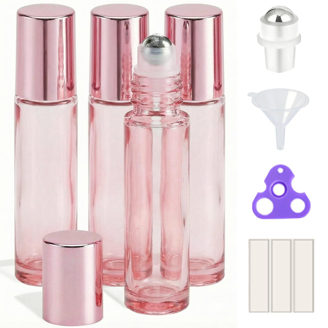 PrettyCare 4 Pack Amber Glass Oil Roller Bottles for Essential Oils 10ml, Roll On Bottles with Stainless Steel Roller Ball Leak-Proof Perfume Travel Refillable Bottle Empty, Beauty & Personal Care-PrettyCare 4 Pack Amber Glass Oil Roller Bottles for Essential Oils 10ml, Roll On Bottles with Stainless Steel Roller Ball Leak-Proof Perfume Travel Refillable Bottle Empty, Beauty & Personal Care