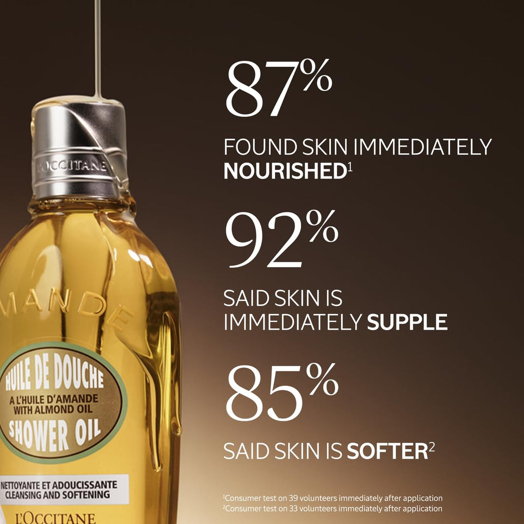 L'OCCITANE Cleansing & Softening Almond Shower Oil, Body Wash & Shaving Base Purifies & Smooths Without Drying Skin, Milky Lather, Nourishing Skincare-L'OCCITANE Cleansing & Softening Almond Shower Oil, Body Wash & Shaving Base Purifies & Smooths Without Drying Skin, Milky Lather, Nourishing Skincare