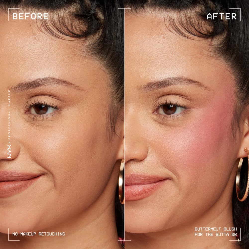 NYX PROFESSIONAL MAKEUP Buttermelt Powder Blush, Fade and Transfer-Resistant Blush, Up to 12HR Make Up Wear, Vegan Formula - For The Butta-NYX PROFESSIONAL MAKEUP Buttermelt Powder Blush, Fade and Transfer-Resistant Blush, Up to 12HR Make Up Wear, Vegan Formula - For The Butta