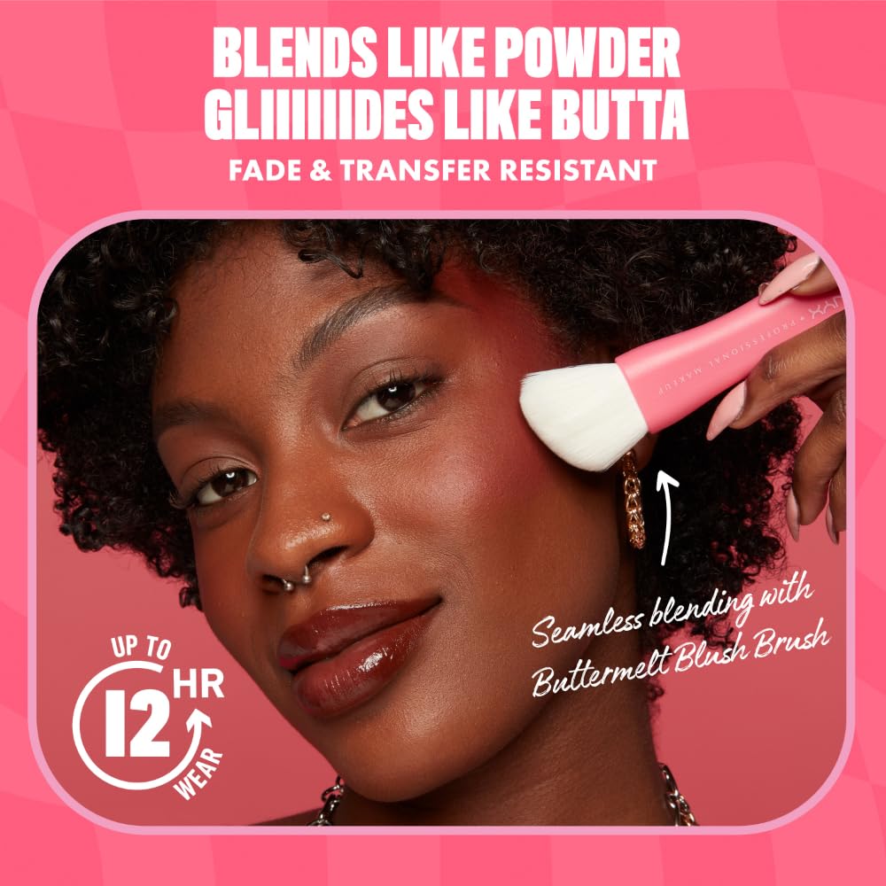 NYX PROFESSIONAL MAKEUP Buttermelt Powder Blush, Fade and Transfer-Resistant Blush, Up to 12HR Make Up Wear, Vegan Formula - For The Butta-NYX PROFESSIONAL MAKEUP Buttermelt Powder Blush, Fade and Transfer-Resistant Blush, Up to 12HR Make Up Wear, Vegan Formula - For The Butta