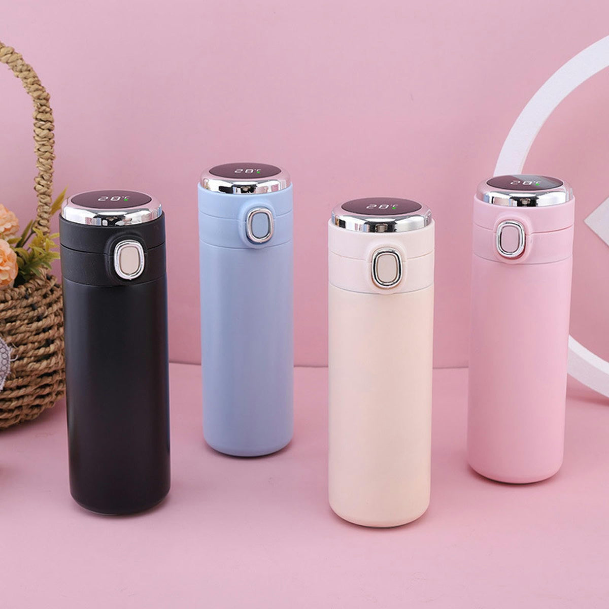 Intelligent Temperature Measurement And Bouncing Insulation Cup, Outdoor Leisure And Casual Business Gift Cup-Pink-300ml  (Clearance)-Intelligent Temperature Measurement And Bouncing Insulation Cup, Outdoor Leisure And Casual Business Gift Cup-Pink-300ml  (Clearance)