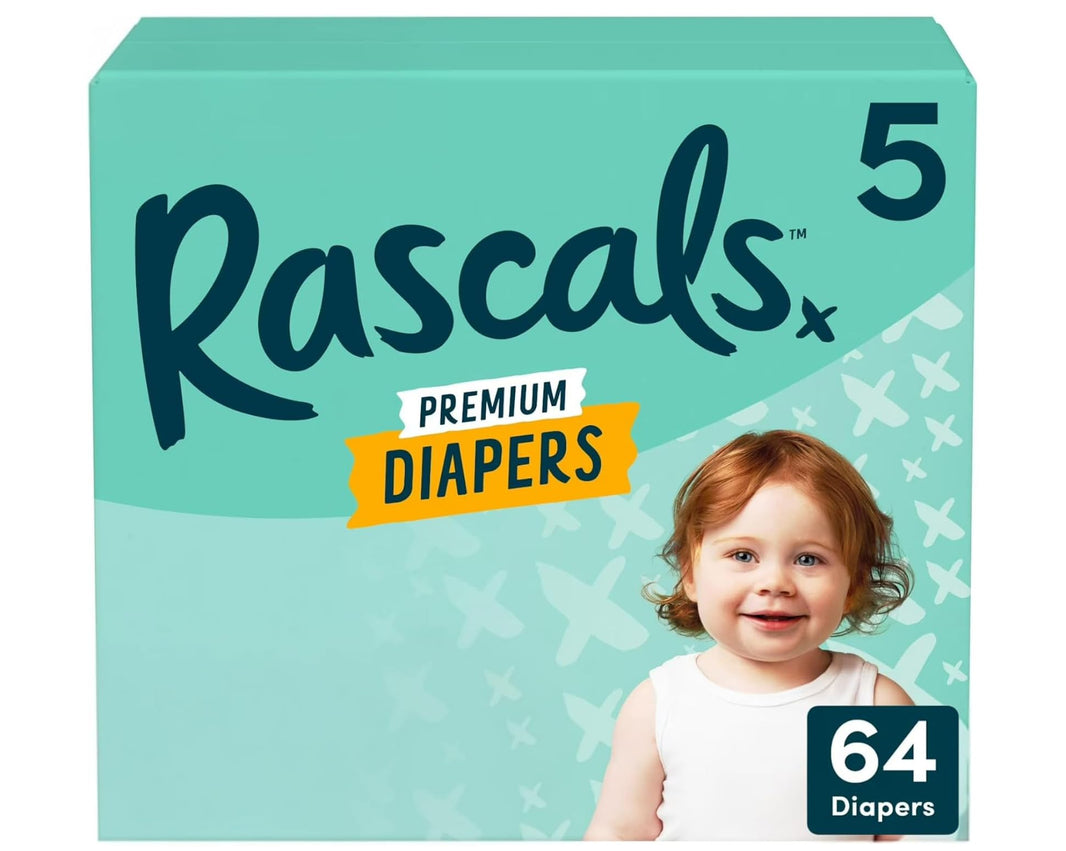 Rascals Disposable Baby Diapers Size 5 (64 Count), Absorbent Core, ( Clearance)-Rascals Disposable Baby Diapers Size 5 (64 Count), Absorbent Core, ( Clearance)
