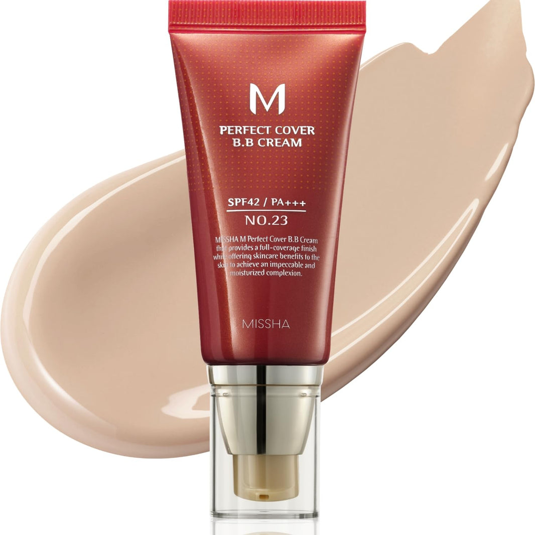 MISSHA M Perfect Cover BB Cream No.23 Natural Beige -Light/Medium with Cool/Neutral Undertone SPF 42 PA +++ 1.69 Fl Oz - Tinted Moisturizer for face with SPF-MISSHA M Perfect Cover BB Cream No.23 Natural Beige -Light/Medium with Cool/Neutral Undertone SPF 42 PA +++ 1.69 Fl Oz - Tinted Moisturizer for face with SPF