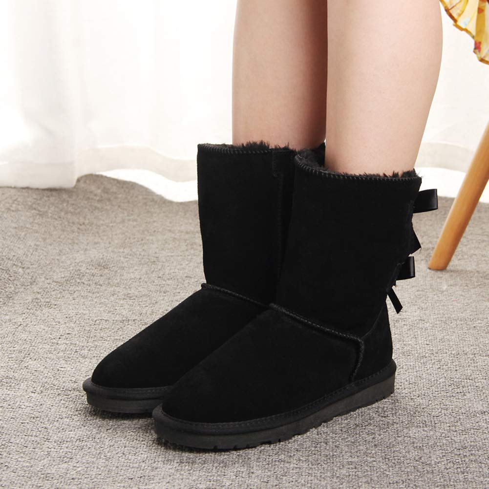 JOY IN LOVE Women's Snow Boots for Winter Mid-Calf high Back Bows-JOY IN LOVE Women's Snow Boots for Winter Mid-Calf high Back Bows
