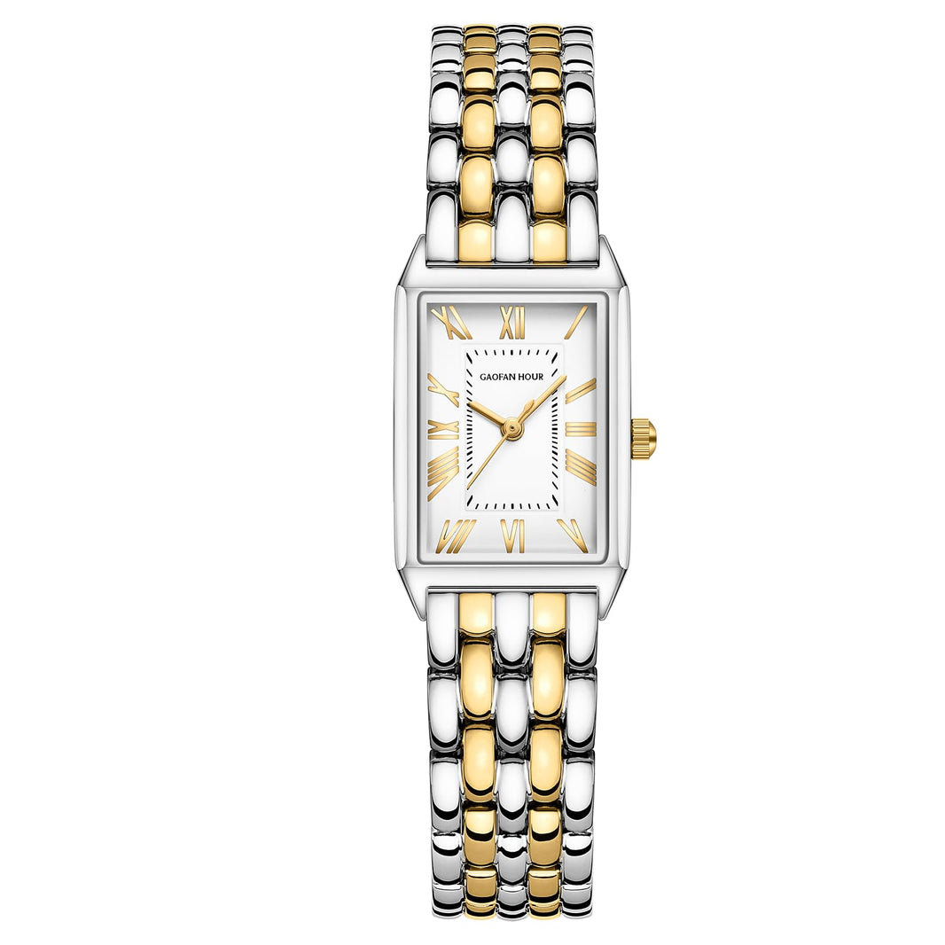 Gold Watches for Women with Vintage Rectangular Case,White Roman Dial,Stainless Steel Band,Adjustment Tool Included,Water Resistant-Gold Watches for Women with Vintage Rectangular Case,White Roman Dial,Stainless Steel Band,Adjustment Tool Included,Water Resistant