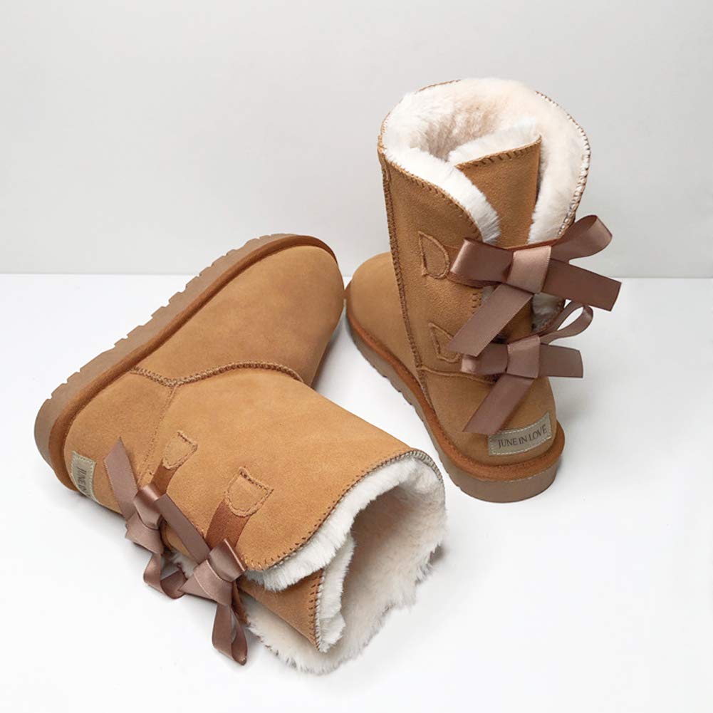 JOY IN LOVE Women's Snow Boots for Winter Mid-Calf high Back Bows-JOY IN LOVE Women's Snow Boots for Winter Mid-Calf high Back Bows