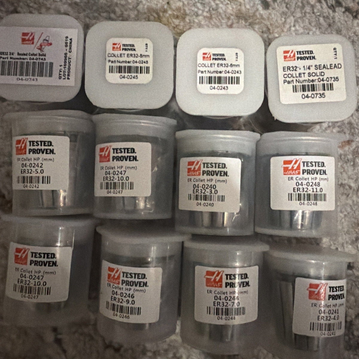 Haas ER32 Collet Lot – 12pc Mixed Sizes – CNC Tooling – New in Cases-Haas ER32 Collet Lot – 12pc Mixed Sizes – CNC Tooling – New in Cases