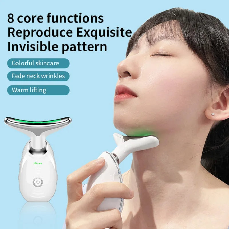 Neck Face Beauty Device Colorful LED Photon Therapy Skin Tighten Reduce Double Chin Anti Wrinkle Remove Lifting Massager-b26477eed03f8d0feb2f538effe1ab57