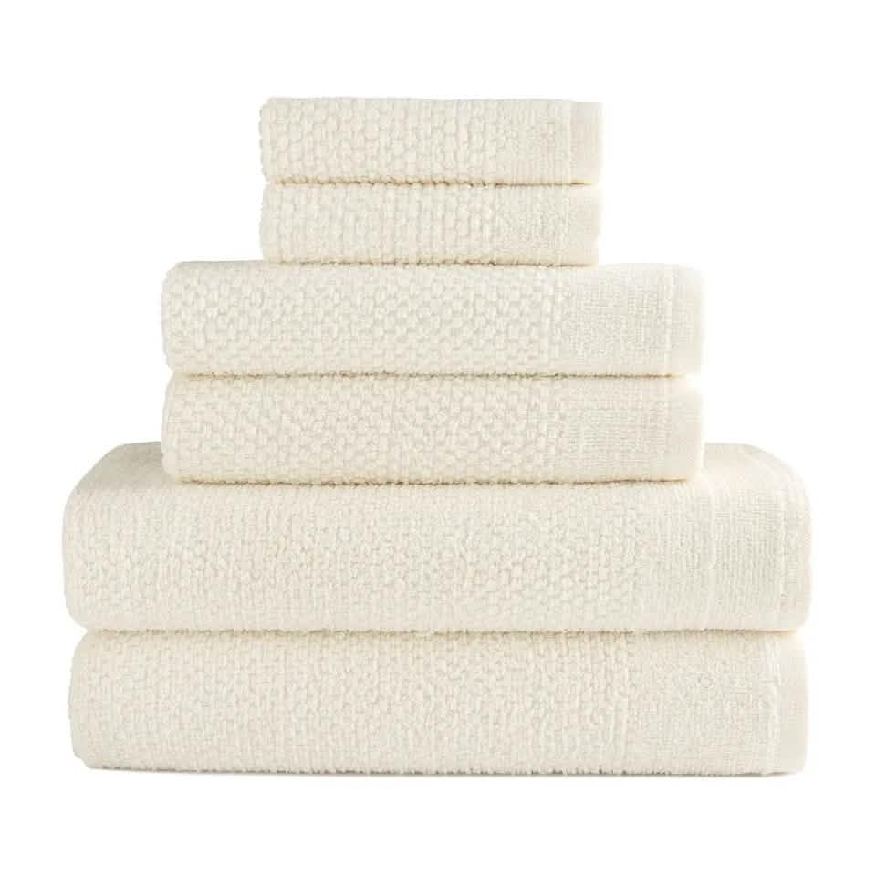 6-Piece: Dan River Popcorn Cotton Bath Towel Set-6-Piece: Dan River Popcorn Cotton Bath Towel Set