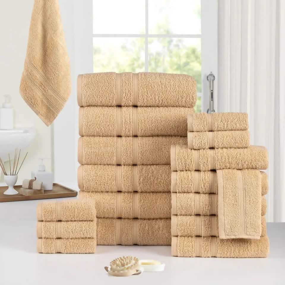 18-Piece: Bibb Home Zero Twist Egyptian Cotton Towel Set-18-Piece: Bibb Home Zero Twist Egyptian Cotton Towel Set