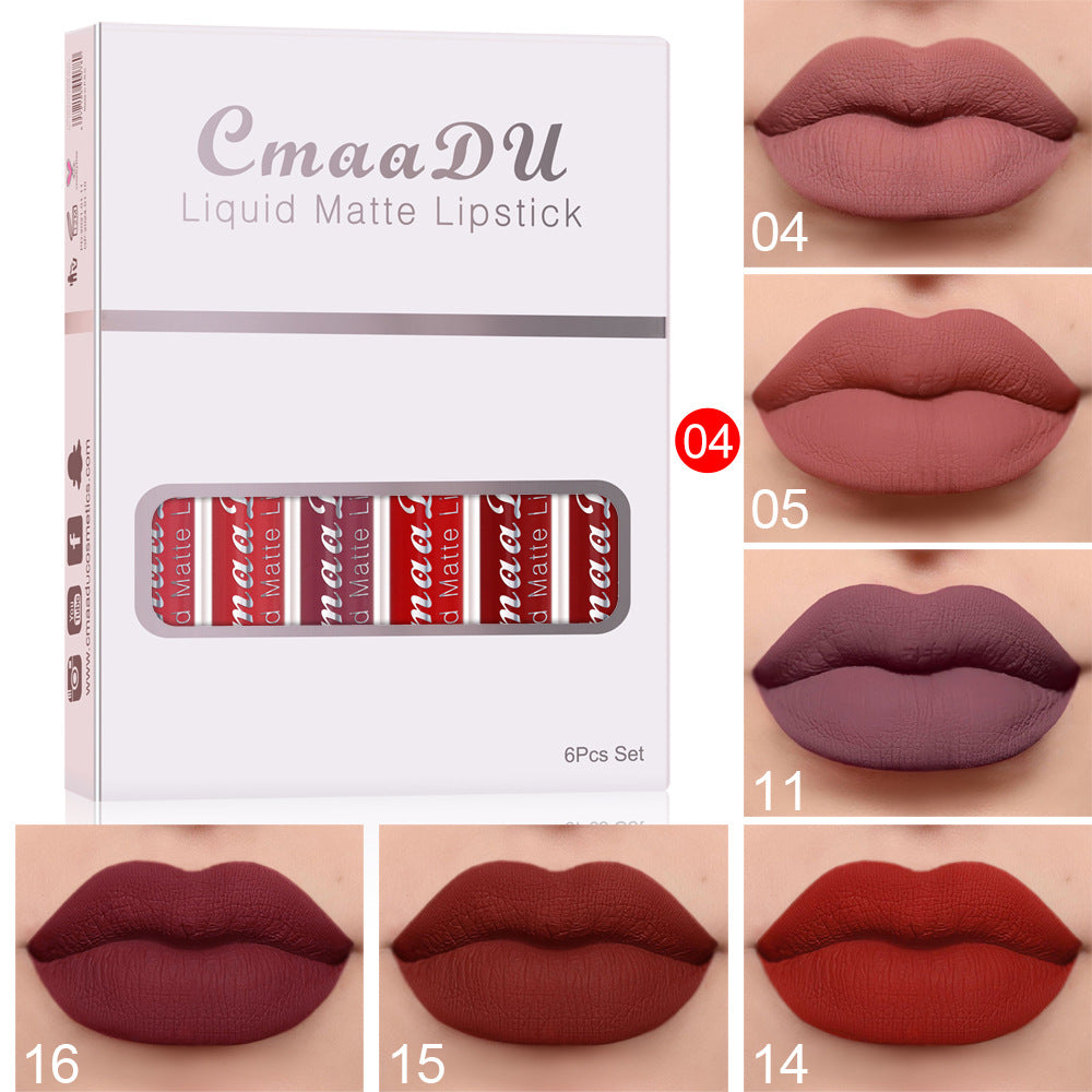 6 Boxes Of Matte Non-stick Cup Waterproof Lipstick Long Lasting Lip Gloss-6d2aeae728db7a80c02410611053bd15