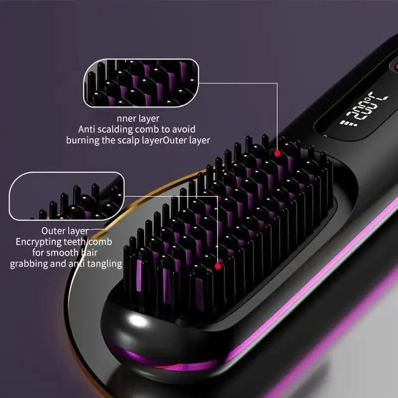 Portable Wireless Hair Straightener Comb – USB Rechargeable, 3-Speed, Negative Ion-Portable Wireless Hair Straightener Comb – USB Rechargeable, 3-Speed, Negative Ion