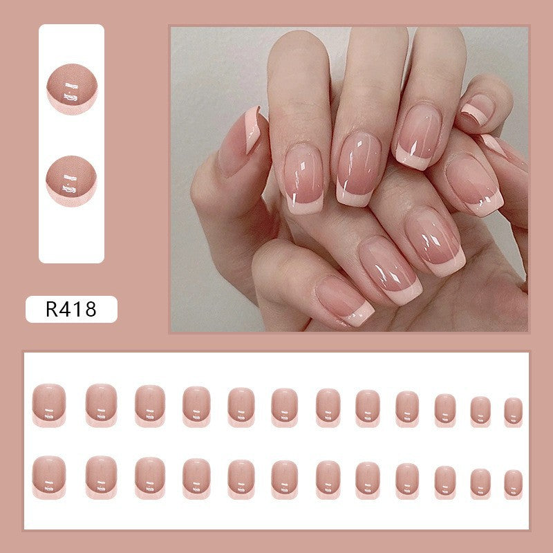 Oblique French Simple Wearing Manicure Finished Fake Nails-89bc174bd5c165a5453e708c4ab032f7