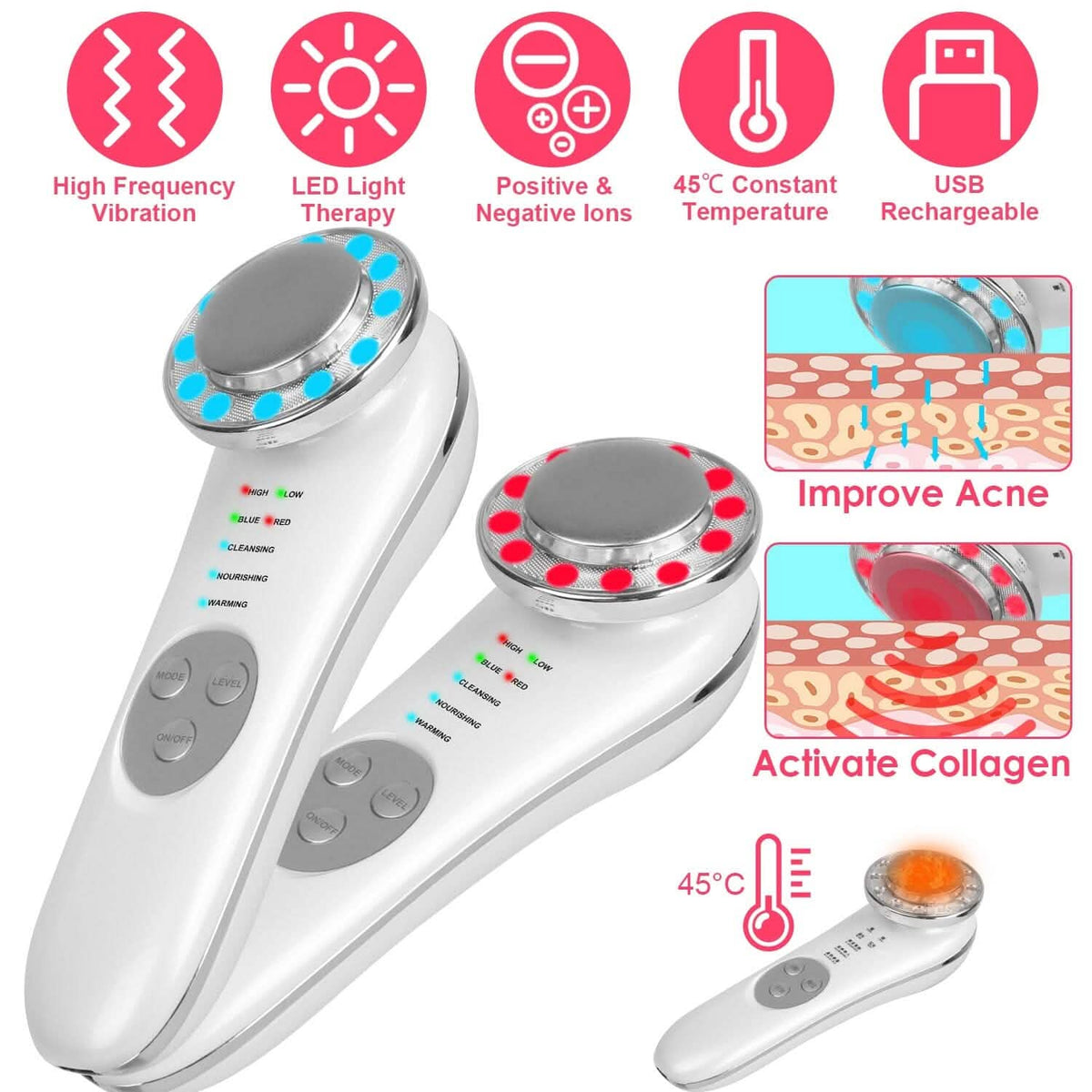 7-in-1 Facial Massager Ultrasonic High Frequency Face Lifting Machine-7-in-1 Facial Massager Ultrasonic High Frequency Face Lifting Machine