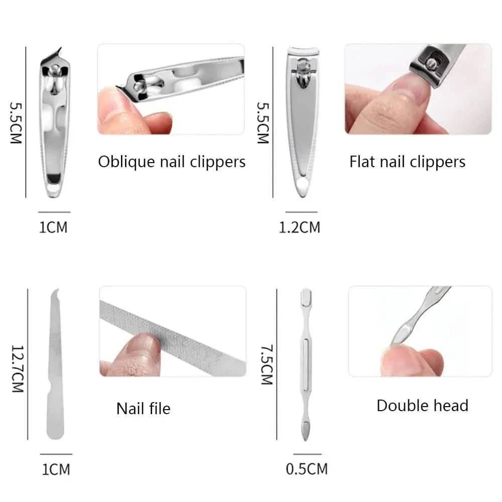 7-Piece Set: Stainless Steel Portable Nail Clipper Tool Set-7-Piece Set: Stainless Steel Portable Nail Clipper Tool Set