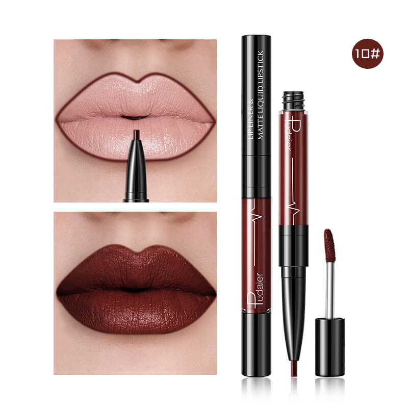 Pudaier Matte Lip Gloss Lip Liner 2 in1 Maquiagem Profissional Completa Agate Red Lip Tint Plumper Tattoo Makeup liquid Lipstick-6cf72a47a9a15a1405504139e93ee910