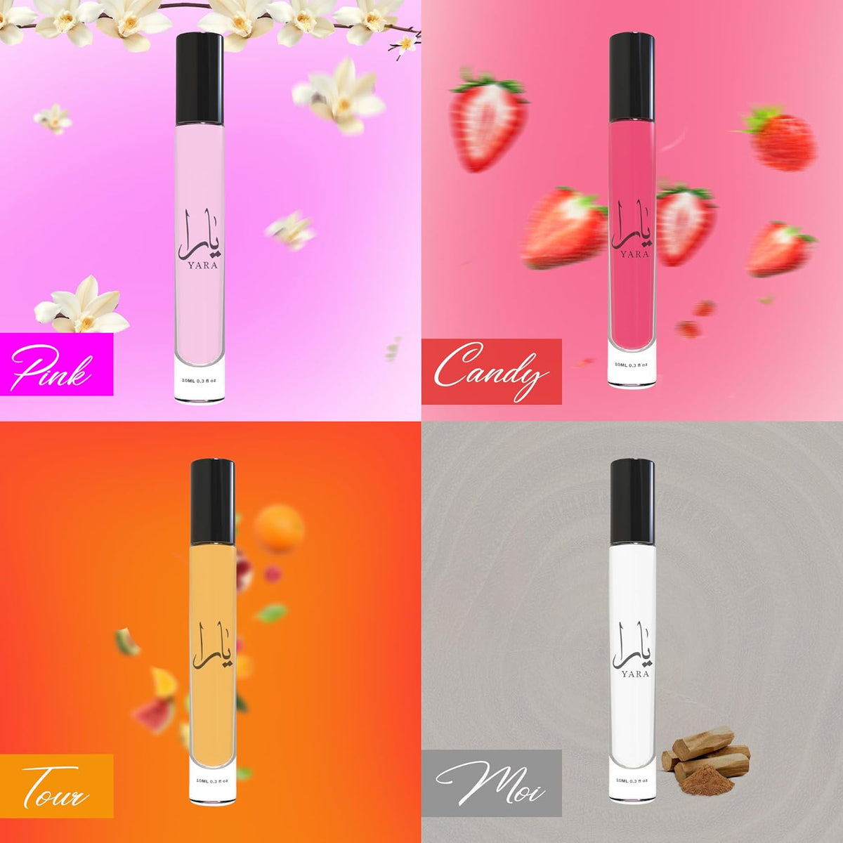 Equivalence Yara's 4 Pieces Set Eau De Parfum Spray for Women edition travel Size BUNDLE 0.34 Ounce Moi +Tous + Candy +Pink, LARGE BOTTLES NOT INCLUDED It is only a reference-Equivalence Yara's 4 Pieces Set Eau De Parfum Spray for Women edition travel Size BUNDLE 0.34 Ounce Moi +Tous + Candy +Pink, LARGE BOTTLES NOT INCLUDED It is only a reference