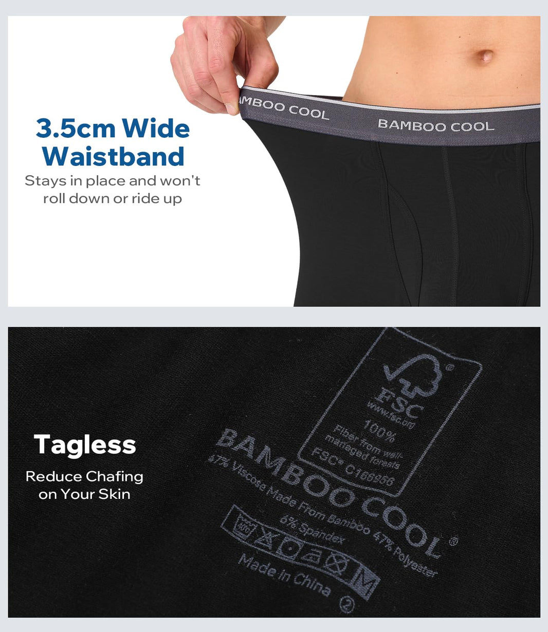 BAMBOO COOL Ultra Soft Mens Underwear Boxer Briefs Multi-pack | Bamboo Fabric‌,No Ride Up,More Breathable Than Cotton-BAMBOO COOL Ultra Soft Mens Underwear Boxer Briefs Multi-pack | Bamboo Fabric‌,No Ride Up,More Breathable Than Cotton