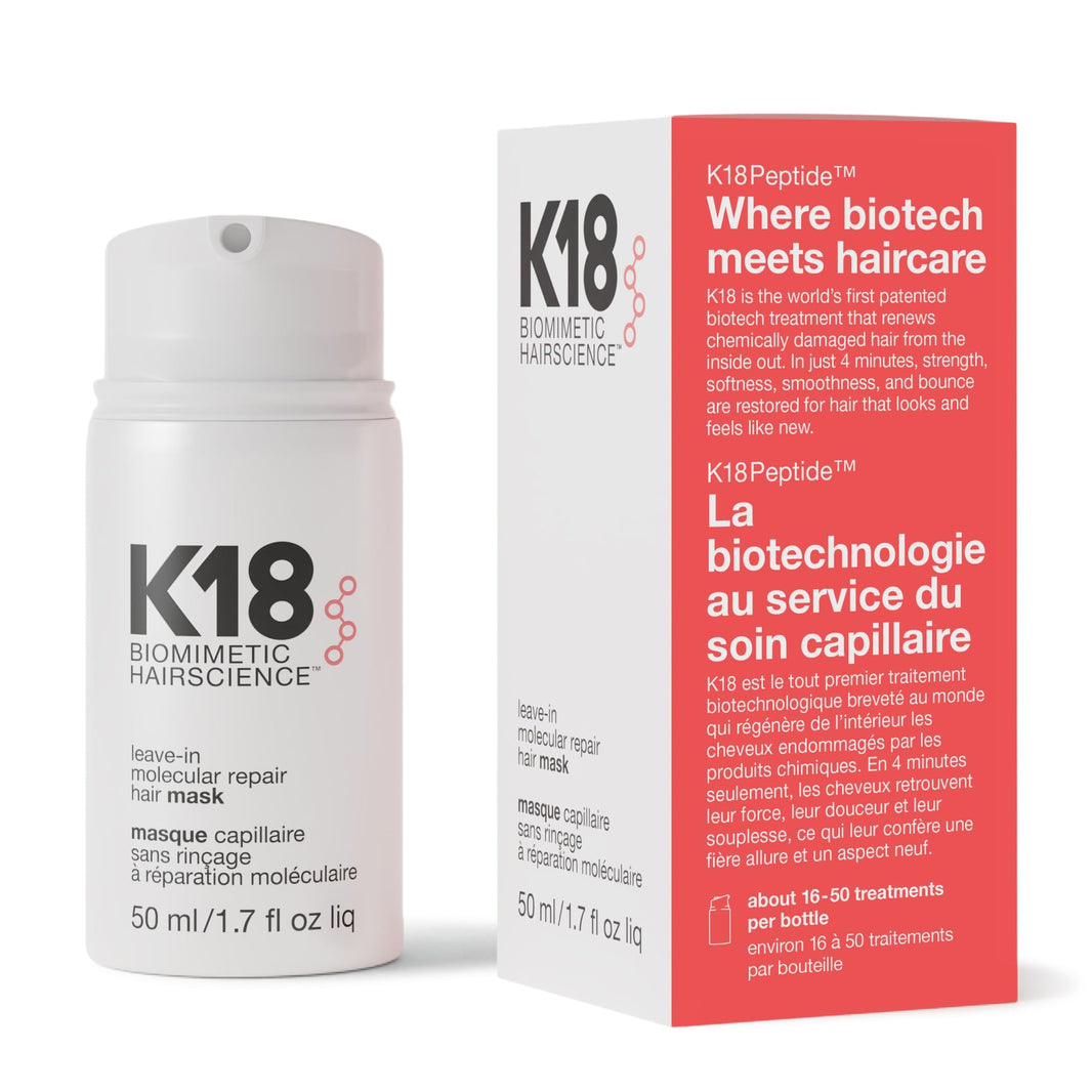 K18 Leave-In Molecular Repair Hair Mask, Patented, Lasting Repair For Dry, Frizzy, Damaged Hair, Reverse Damage In 4 Minutes From Bleach, Color, Chemical Services + Heat-K18 Leave-In Molecular Repair Hair Mask, Patented, Lasting Repair For Dry, Frizzy, Damaged Hair, Reverse Damage In 4 Minutes From Bleach, Color, Chemical Services + Heat