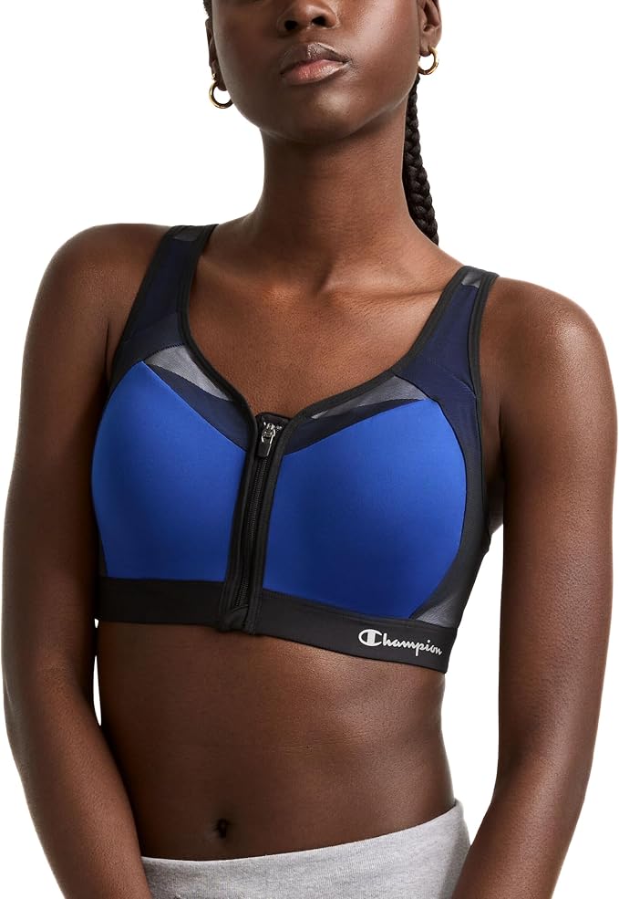 Champion Women's Sports Bra, Motion Control Front-Zip, High-Impact Maximum Support, Breathable, Moisture-Wicking, Surf The Web, 38D (Clearance)-Champion Women's Sports Bra, Motion Control Front-Zip, High-Impact Maximum Support, Breathable, Moisture-Wicking, Surf The Web, 38D (Clearance)