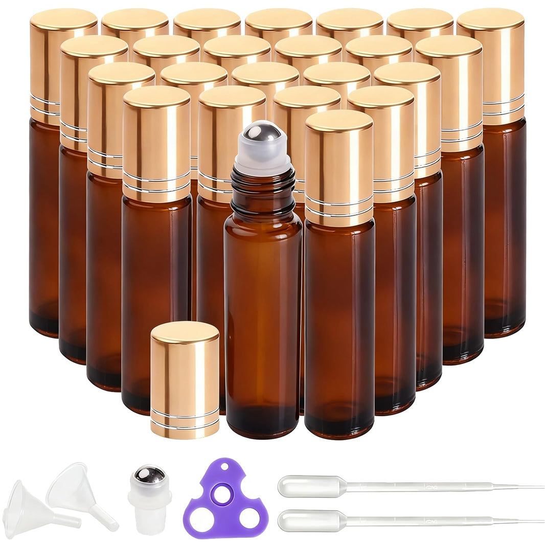 PrettyCare 4 Pack Amber Glass Oil Roller Bottles for Essential Oils 10ml, Roll On Bottles with Stainless Steel Roller Ball Leak-Proof Perfume Travel Refillable Bottle Empty, Beauty & Personal Care-PrettyCare 4 Pack Amber Glass Oil Roller Bottles for Essential Oils 10ml, Roll On Bottles with Stainless Steel Roller Ball Leak-Proof Perfume Travel Refillable Bottle Empty, Beauty & Personal Care