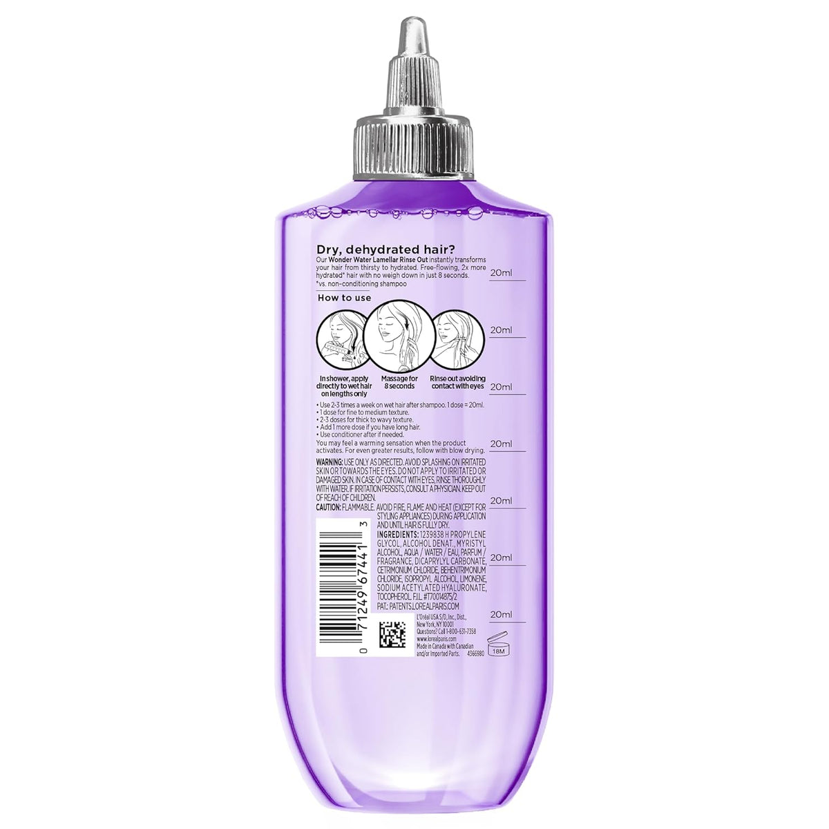 L'Oreal Paris Elvive Hyaluron Plump Flash Hydration Wonder Water Hair Rinse, 8 Second Hydrating Hair Care Treatment for Soft, Shiny Hair, 6.8 Fl Oz-L'Oreal Paris Elvive Hyaluron Plump Flash Hydration Wonder Water Hair Rinse, 8 Second Hydrating Hair Care Treatment for Soft, Shiny Hair, 6.8 Fl Oz