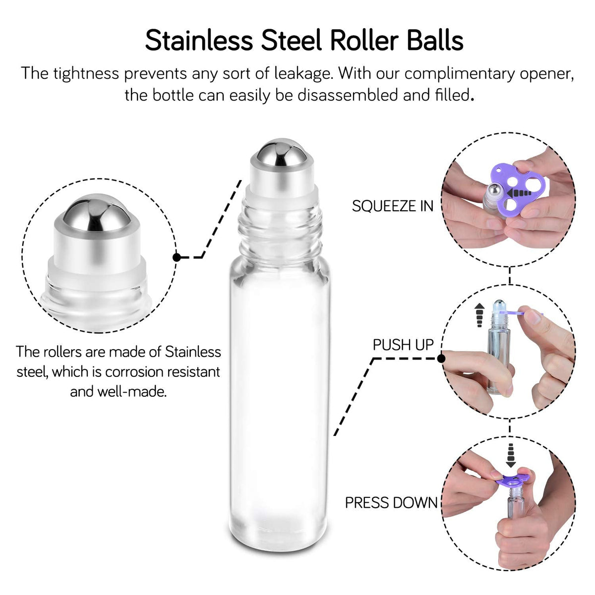 PrettyCare 4 Pack Amber Glass Oil Roller Bottles for Essential Oils 10ml, Roll On Bottles with Stainless Steel Roller Ball Leak-Proof Perfume Travel Refillable Bottle Empty, Beauty & Personal Care-PrettyCare 4 Pack Amber Glass Oil Roller Bottles for Essential Oils 10ml, Roll On Bottles with Stainless Steel Roller Ball Leak-Proof Perfume Travel Refillable Bottle Empty, Beauty & Personal Care