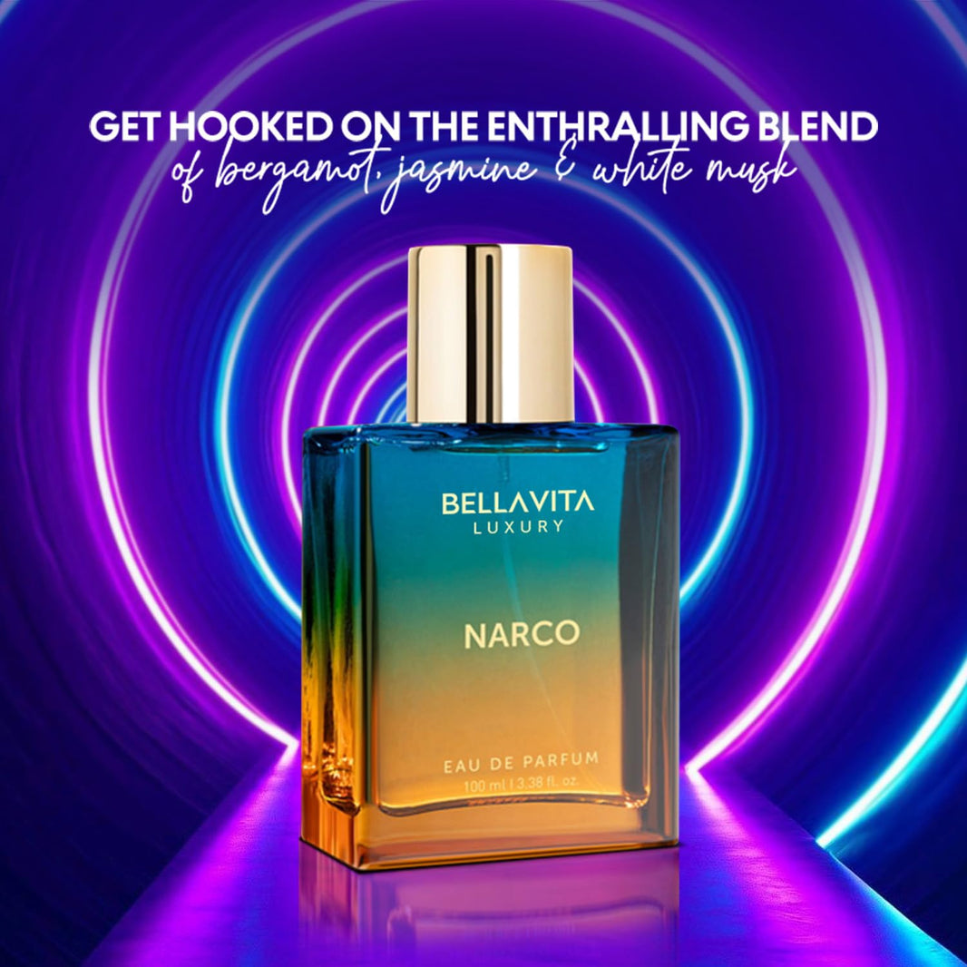 Bellavita Luxury Narco Eau de Parfum | 100 ml (3.4 fl.oz.) | Perfume for Men and Women | Floral, Bergamot, Jasmine, and White Musk Notes | Long Lasting Unisex Fragrance-Bellavita Luxury Narco Eau de Parfum | 100 ml (3.4 fl.oz.) | Perfume for Men and Women | Floral, Bergamot, Jasmine, and White Musk Notes | Long Lasting Unisex Fragrance