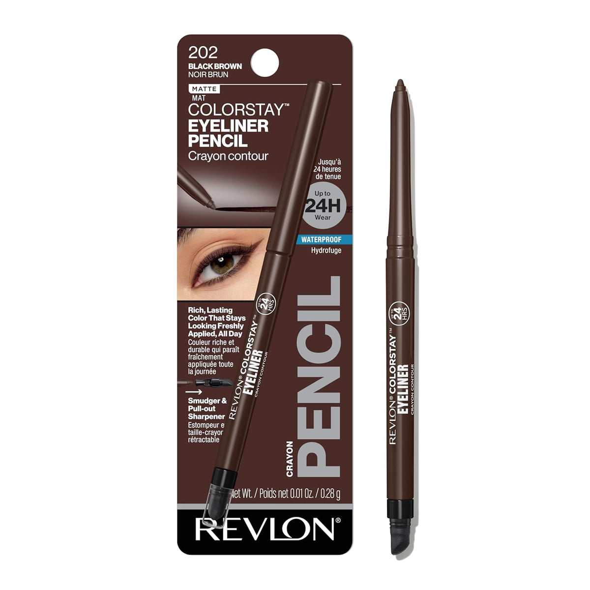 Revlon ColorStay Pencil Waterproof Eyeliner, Smudge-Proof, Eye Makeup with Built-In Sharpener, Long-Lasting, Matte Finish, 201 Black, 2 pack-Revlon ColorStay Pencil Waterproof Eyeliner, Smudge-Proof, Eye Makeup with Built-In Sharpener, Long-Lasting, Matte Finish, 201 Black, 2 pack