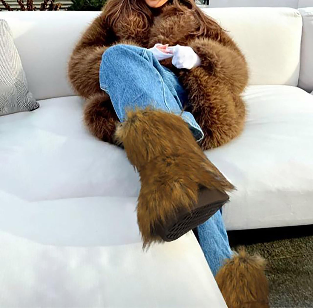 Wnshonzy Fur Boots for Women Snow Furry Fluffy Platform Flat Ankle Mini Boot Winter Round Toe Y2k Comfortable Mid-Calf Short Outdoor 2025-Wnshonzy Fur Boots for Women Snow Furry Fluffy Platform Flat Ankle Mini Boot Winter Round Toe Y2k Comfortable Mid-Calf Short Outdoor 2025