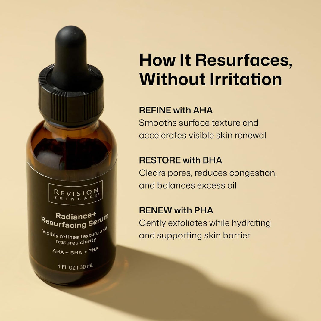 Revison Skincare Radiance+ Resurfacing Serum, Overnight AHA+BHA+PHA Exfoliating Serum with Glycolic Acid & Salicylic Acid | Smooths Uneven Texture, Clears Pores & Brightens Dull Skin, 1oz-Revison Skincare Radiance+ Resurfacing Serum, Overnight AHA+BHA+PHA Exfoliating Serum with Glycolic Acid & Salicylic Acid | Smooths Uneven Texture, Clears Pores & Brightens Dull Skin, 1oz