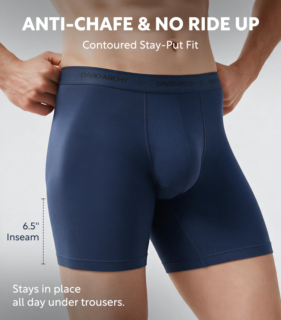 DAVID ARCHY Men's Underwear Modal Boxer Briefs Trunks Multi-Pack | Dual Pouch with Fly, Ultra Soft Second Skin Feel, Breathable Stretch Spandex, Anti Chafing, Daily Lounging Work Travel-DAVID ARCHY Men's Underwear Modal Boxer Briefs Trunks Multi-Pack | Dual Pouch with Fly, Ultra Soft Second Skin Feel, Breathable Stretch Spandex, Anti Chafing, Daily Lounging Work Travel