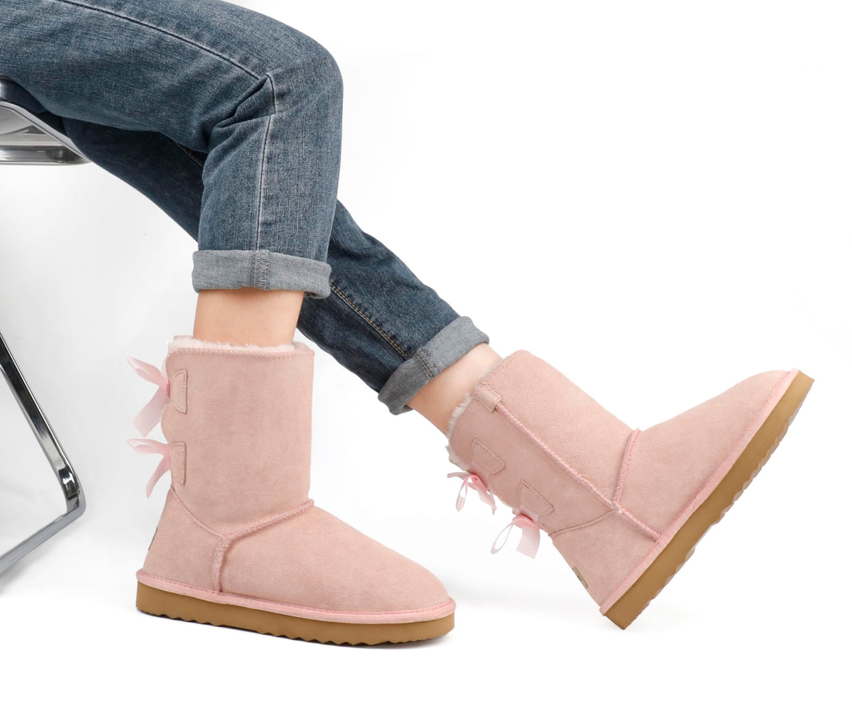 JOY IN LOVE Women's Snow Boots for Winter Mid-Calf high Back Bows-JOY IN LOVE Women's Snow Boots for Winter Mid-Calf high Back Bows