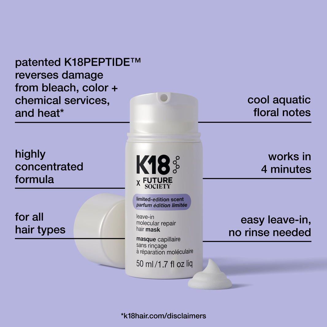K18 Leave-In Molecular Repair Hair Mask, Patented, Lasting Repair For Dry, Frizzy, Damaged Hair, Reverse Damage In 4 Minutes From Bleach, Color, Chemical Services + Heat-K18 Leave-In Molecular Repair Hair Mask, Patented, Lasting Repair For Dry, Frizzy, Damaged Hair, Reverse Damage In 4 Minutes From Bleach, Color, Chemical Services + Heat