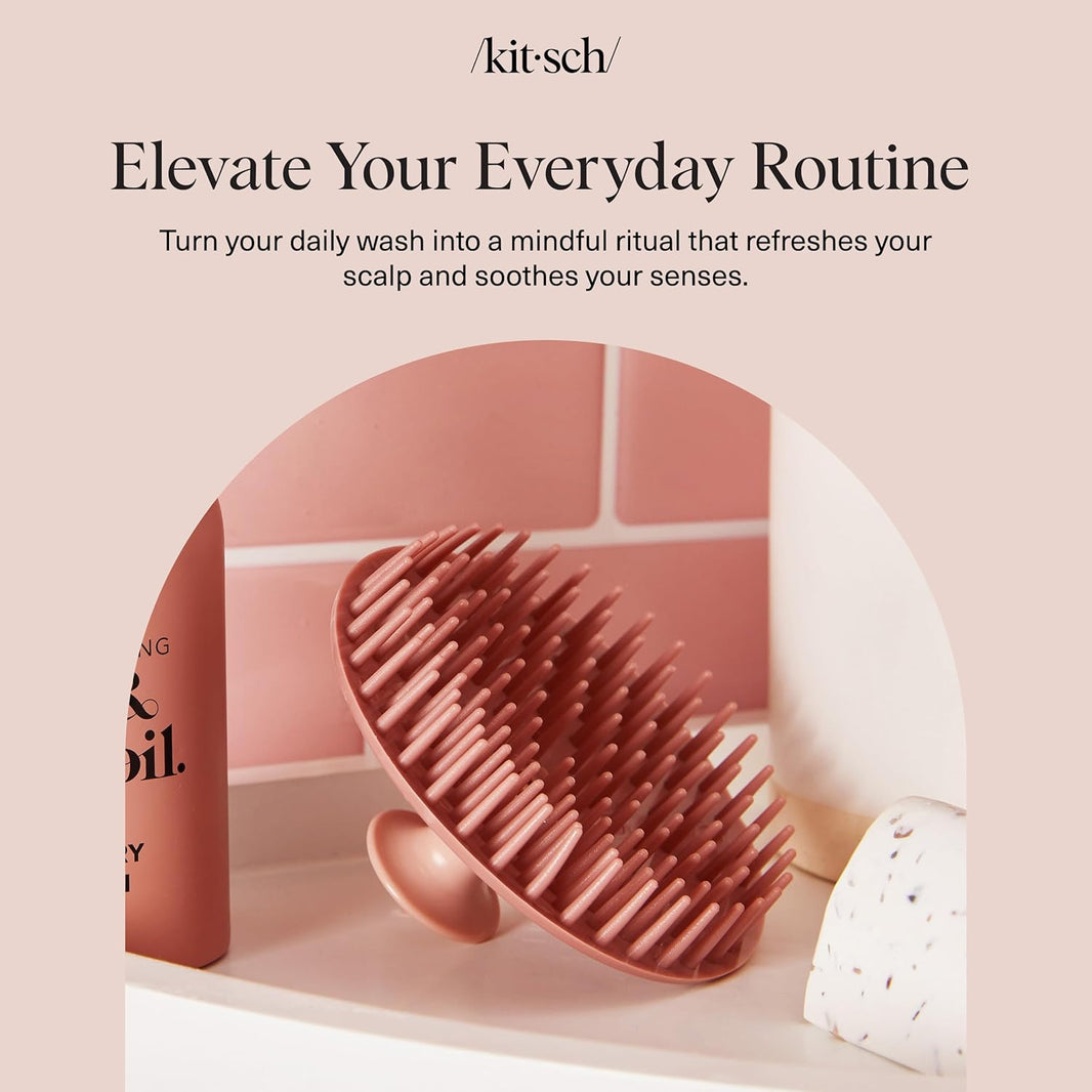 Kitsch Scalp Massager for Hair Care - Scalp Scrubber, Shampoo Brush & Exfoliator for Scalps- Hair Scrubber for Relaxing Bath - Terracotta-Kitsch Scalp Massager for Hair Care - Scalp Scrubber, Shampoo Brush & Exfoliator for Scalps- Hair Scrubber for Relaxing Bath - Terracotta
