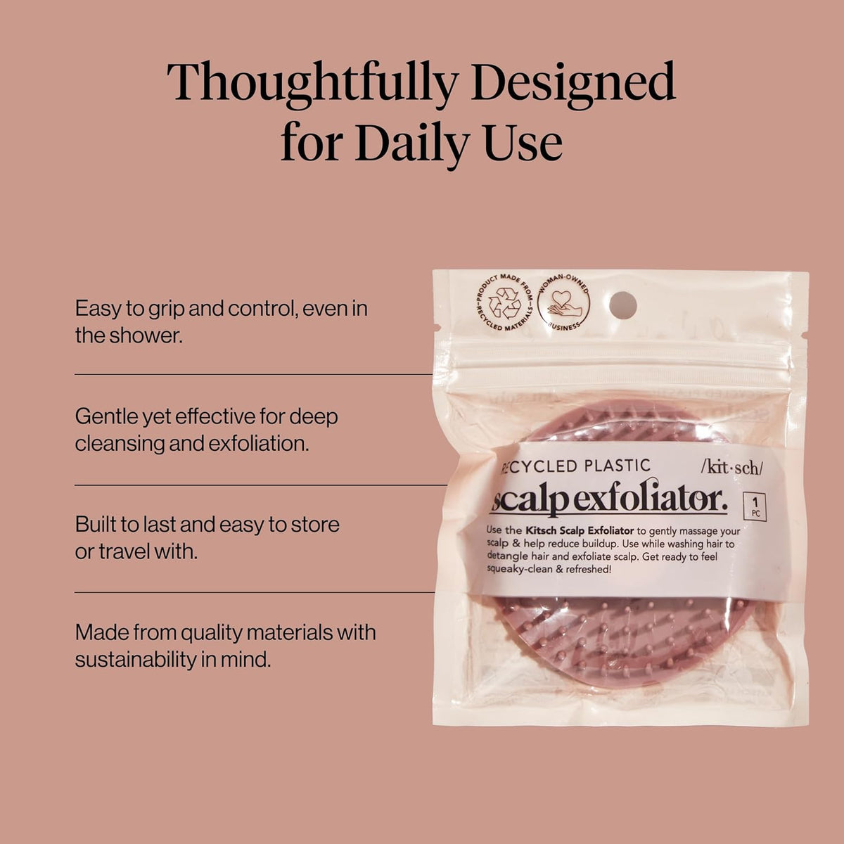 Kitsch Scalp Massager for Hair Care - Scalp Scrubber, Shampoo Brush & Exfoliator for Scalps- Hair Scrubber for Relaxing Bath - Terracotta-Kitsch Scalp Massager for Hair Care - Scalp Scrubber, Shampoo Brush & Exfoliator for Scalps- Hair Scrubber for Relaxing Bath - Terracotta