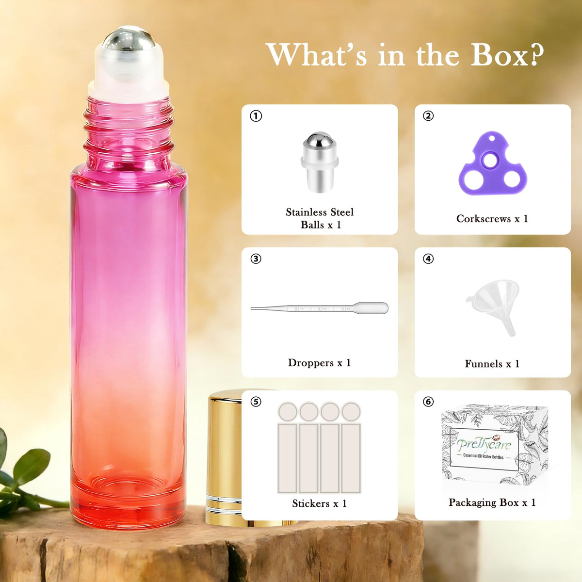 PrettyCare 4 Pack Amber Glass Oil Roller Bottles for Essential Oils 10ml, Roll On Bottles with Stainless Steel Roller Ball Leak-Proof Perfume Travel Refillable Bottle Empty, Beauty & Personal Care-PrettyCare 4 Pack Amber Glass Oil Roller Bottles for Essential Oils 10ml, Roll On Bottles with Stainless Steel Roller Ball Leak-Proof Perfume Travel Refillable Bottle Empty, Beauty & Personal Care