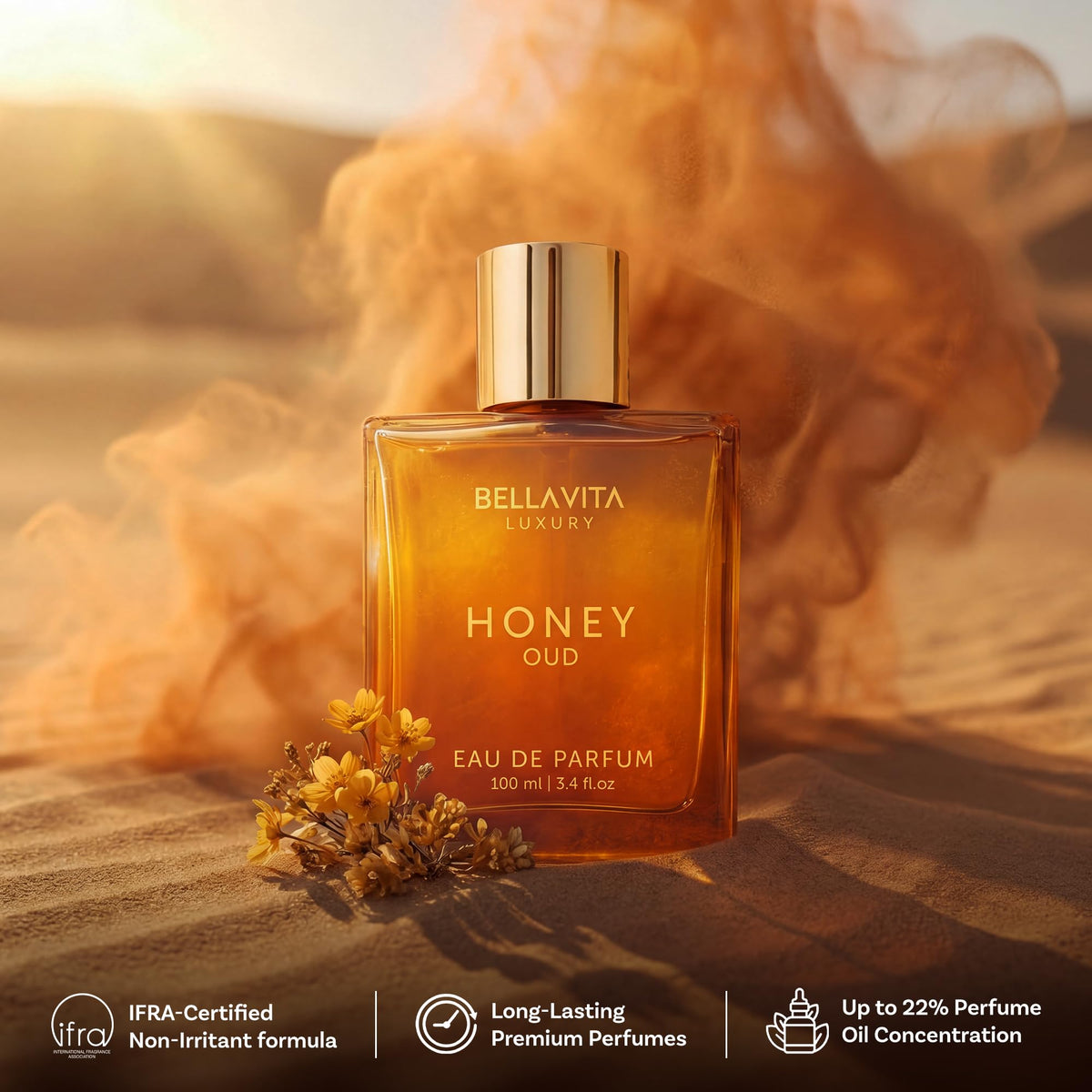 Bellavita Luxury Honey Oud Eau de Parfum | 100 ml (3.4 fl.oz.) | Perfume for Men and Women | Sweet Honey, Bergamot, Oud, and Amber Notes | Women's Day Special-Bellavita Luxury Honey Oud Eau de Parfum | 100 ml (3.4 fl.oz.) | Perfume for Men and Women | Sweet Honey, Bergamot, Oud, and Amber Notes | Women's Day Special