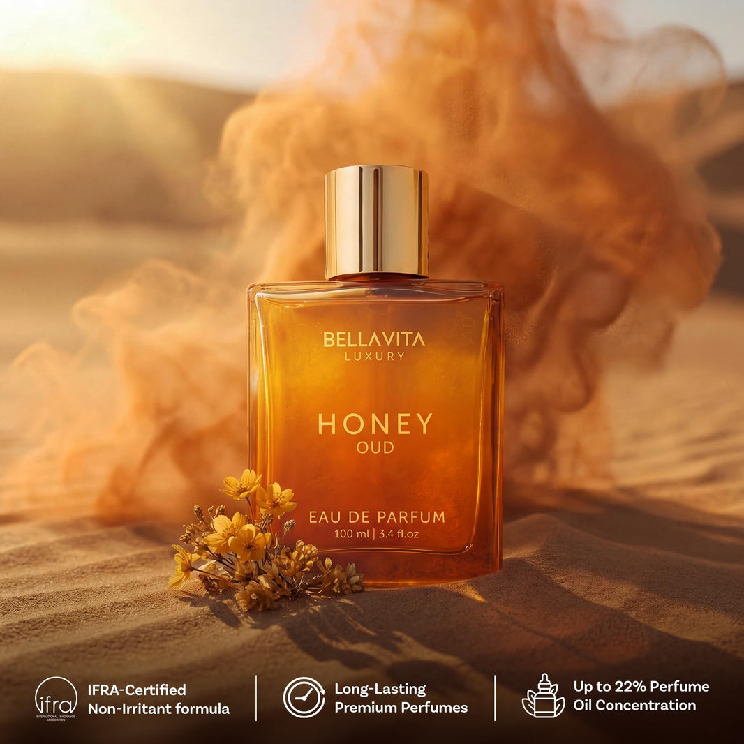 Bellavita Luxury Honey Oud Eau de Parfum | 100 ml (3.4 fl.oz.) | Perfume for Men and Women | Sweet Honey, Bergamot, Oud, and Amber Notes | Women's Day Special-Bellavita Luxury Honey Oud Eau de Parfum | 100 ml (3.4 fl.oz.) | Perfume for Men and Women | Sweet Honey, Bergamot, Oud, and Amber Notes | Women's Day Special