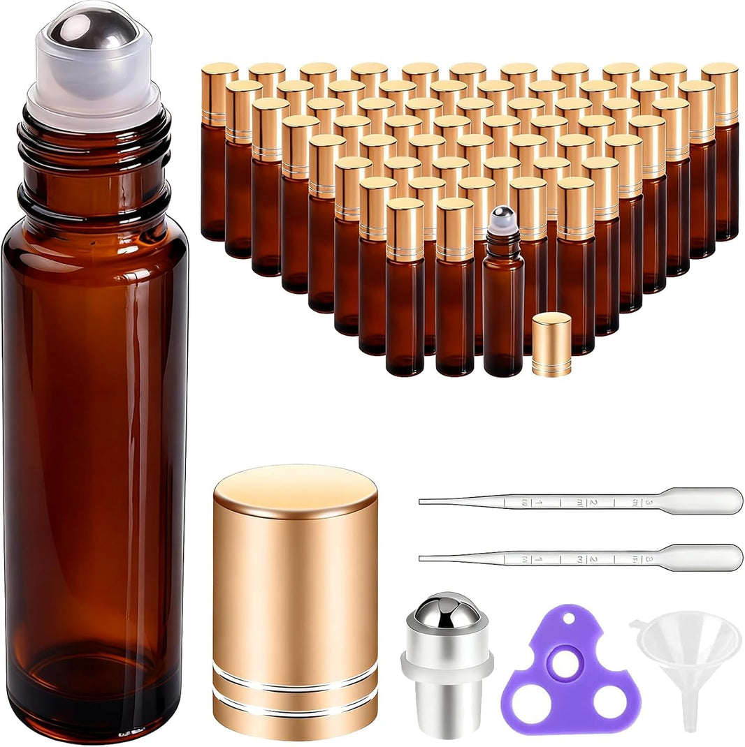 PrettyCare 4 Pack Amber Glass Oil Roller Bottles for Essential Oils 10ml, Roll On Bottles with Stainless Steel Roller Ball Leak-Proof Perfume Travel Refillable Bottle Empty, Beauty & Personal Care-PrettyCare 4 Pack Amber Glass Oil Roller Bottles for Essential Oils 10ml, Roll On Bottles with Stainless Steel Roller Ball Leak-Proof Perfume Travel Refillable Bottle Empty, Beauty & Personal Care