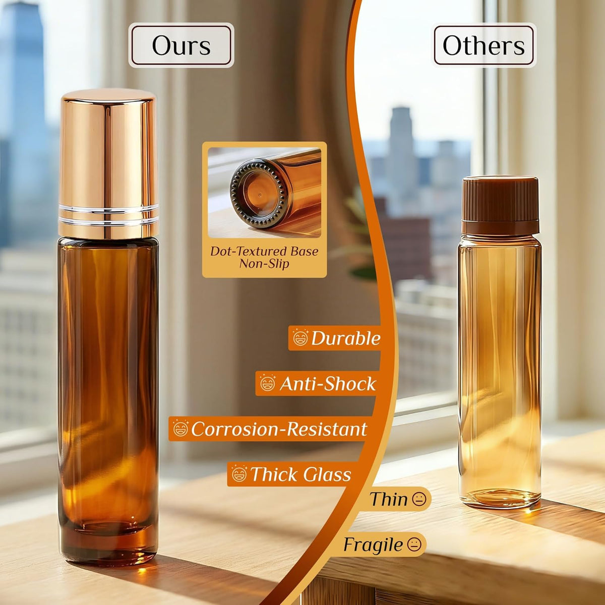 PrettyCare 4 Pack Amber Glass Oil Roller Bottles for Essential Oils 10ml, Roll On Bottles with Stainless Steel Roller Ball Leak-Proof Perfume Travel Refillable Bottle Empty, Beauty & Personal Care-PrettyCare 4 Pack Amber Glass Oil Roller Bottles for Essential Oils 10ml, Roll On Bottles with Stainless Steel Roller Ball Leak-Proof Perfume Travel Refillable Bottle Empty, Beauty & Personal Care