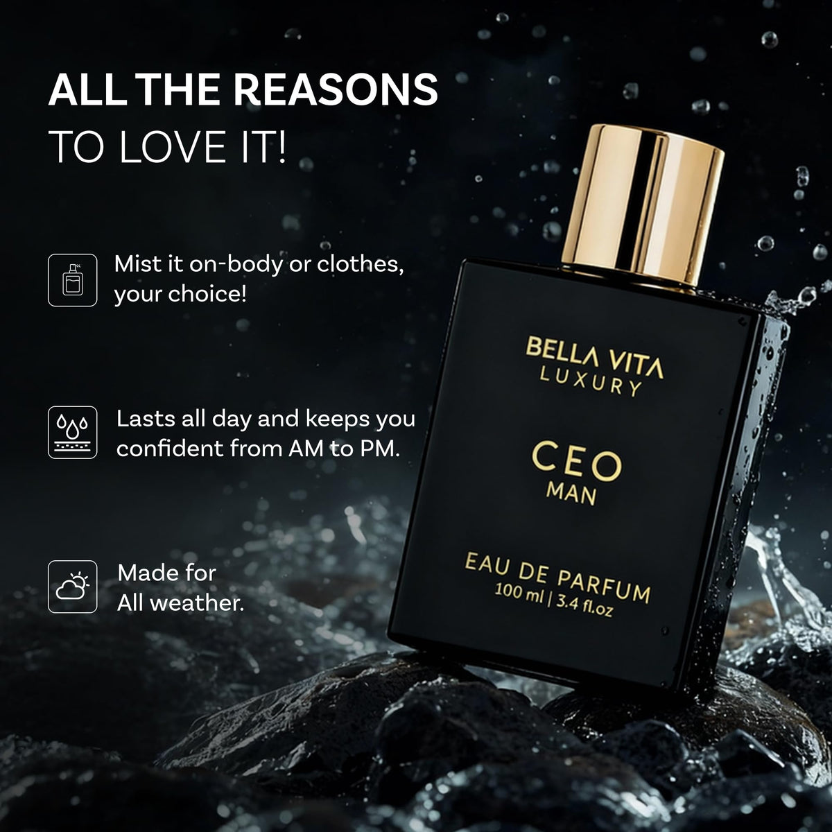 Bellavita Luxury G.O.A.T. Eau de Parfum | 100 ml (3.4 fl.oz.) | Perfume for Men | Citrus, Bergamot, Patchouli, and Vetiver Notes | Long Lasting Men's Fragrance | Gift for father's Day-Bellavita Luxury G.O.A.T. Eau de Parfum | 100 ml (3.4 fl.oz.) | Perfume for Men | Citrus, Bergamot, Patchouli, and Vetiver Notes | Long Lasting Men's Fragrance | Gift for father's Day
