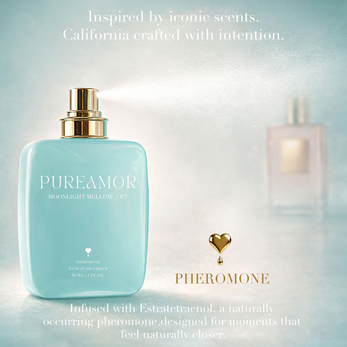 PUREAMOR Pheromone Perfume for Women, Moonlight Mellow Extrait de Parfum - Long Lasting Sweet Floral Gourmand Scent, 30% High Concentration, Full Size Fragrance Spray, 1.0 oz / 30 ml-PUREAMOR Pheromone Perfume for Women, Moonlight Mellow Extrait de Parfum - Long Lasting Sweet Floral Gourmand Scent, 30% High Concentration, Full Size Fragrance Spray, 1.0 oz / 30 ml