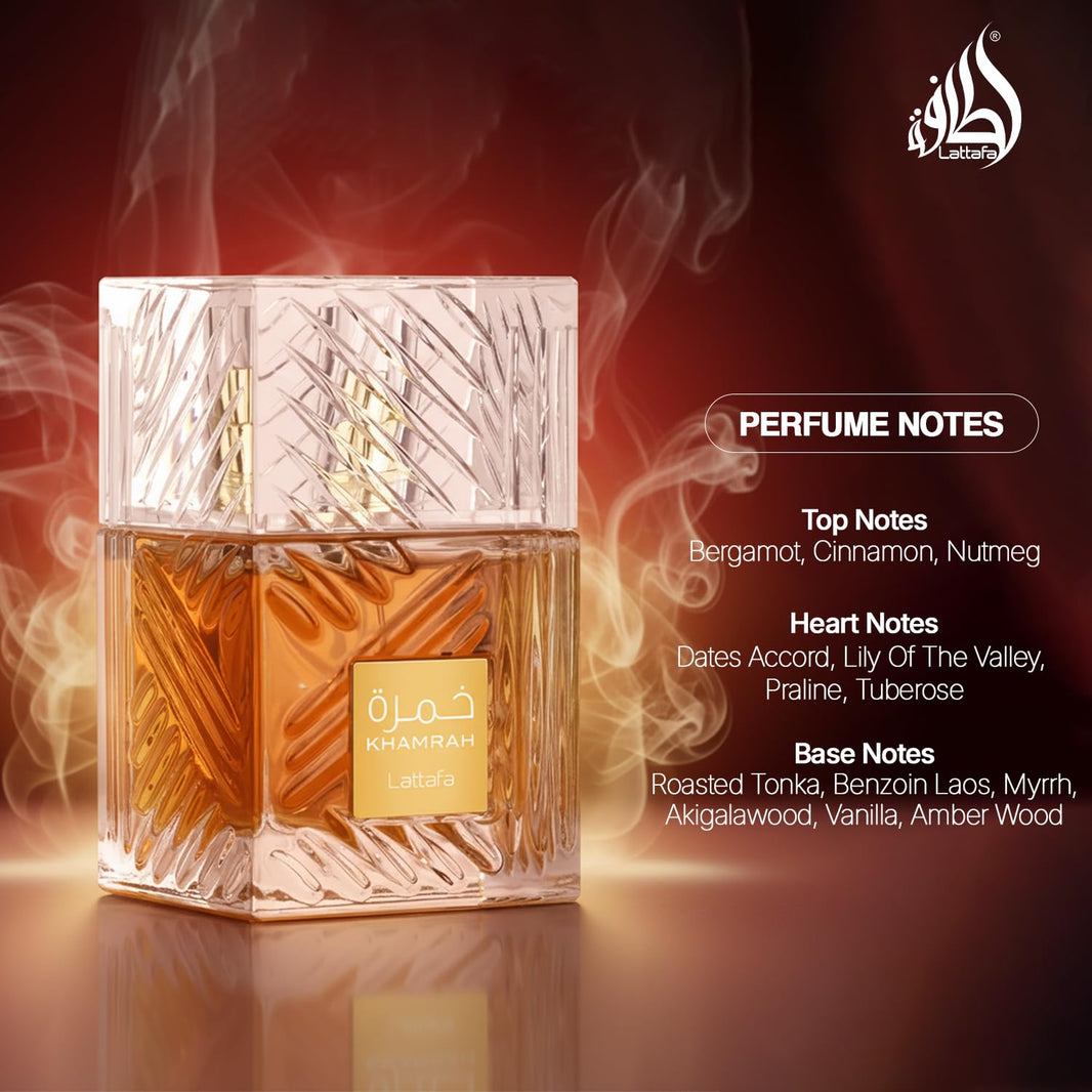 Lattafa Khamrah - Vanilla, Warm Spicy, Amber, Cinnamon - Eau de Parfum Long-Lasting Fragrance for Unisex, 3.40 Ounce / 100 ml-Lattafa Khamrah - Vanilla, Warm Spicy, Amber, Cinnamon - Eau de Parfum Long-Lasting Fragrance for Unisex, 3.40 Ounce / 100 ml
