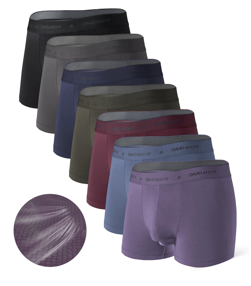 DAVID ARCHY Men's Underwear Modal Boxer Briefs Trunks Multi-Pack | Dual Pouch with Fly, Ultra Soft Second Skin Feel, Breathable Stretch Spandex, Anti Chafing, Daily Lounging Work Travel-DAVID ARCHY Men's Underwear Modal Boxer Briefs Trunks Multi-Pack | Dual Pouch with Fly, Ultra Soft Second Skin Feel, Breathable Stretch Spandex, Anti Chafing, Daily Lounging Work Travel