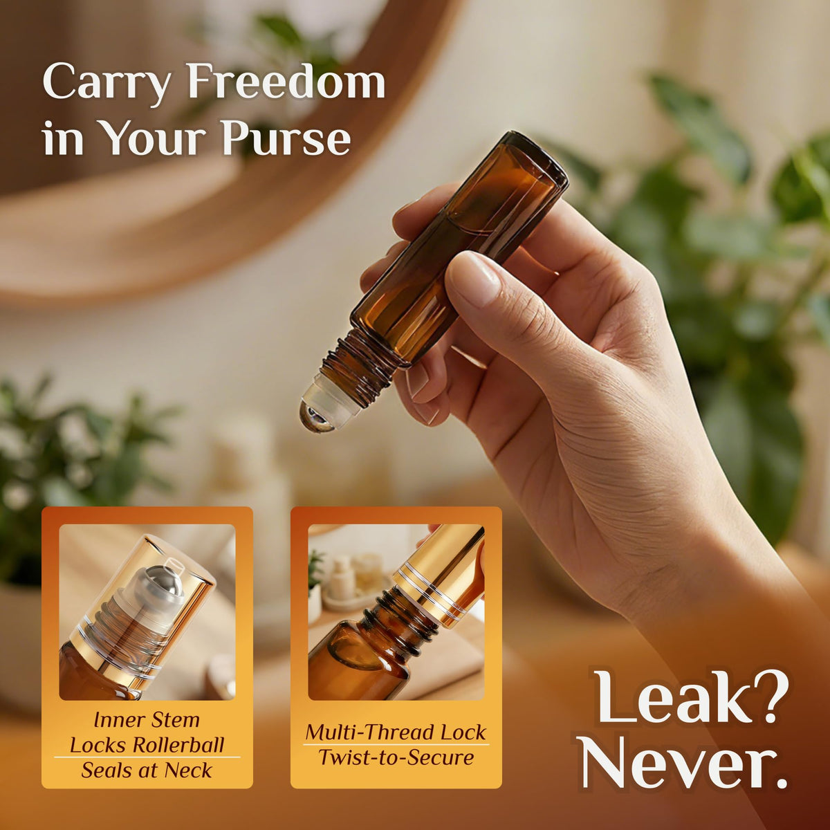 PrettyCare 4 Pack Amber Glass Oil Roller Bottles for Essential Oils 10ml, Roll On Bottles with Stainless Steel Roller Ball Leak-Proof Perfume Travel Refillable Bottle Empty, Beauty & Personal Care-PrettyCare 4 Pack Amber Glass Oil Roller Bottles for Essential Oils 10ml, Roll On Bottles with Stainless Steel Roller Ball Leak-Proof Perfume Travel Refillable Bottle Empty, Beauty & Personal Care
