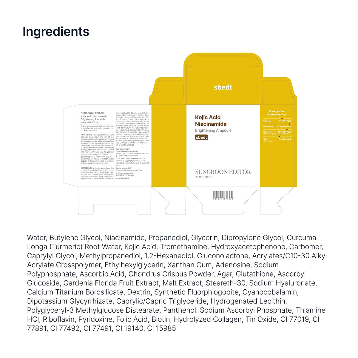 Sungboon Editor Kojic Acid Niacinamide Brightening Ampoule-Sungboon Editor Kojic Acid Niacinamide Brightening Ampoule