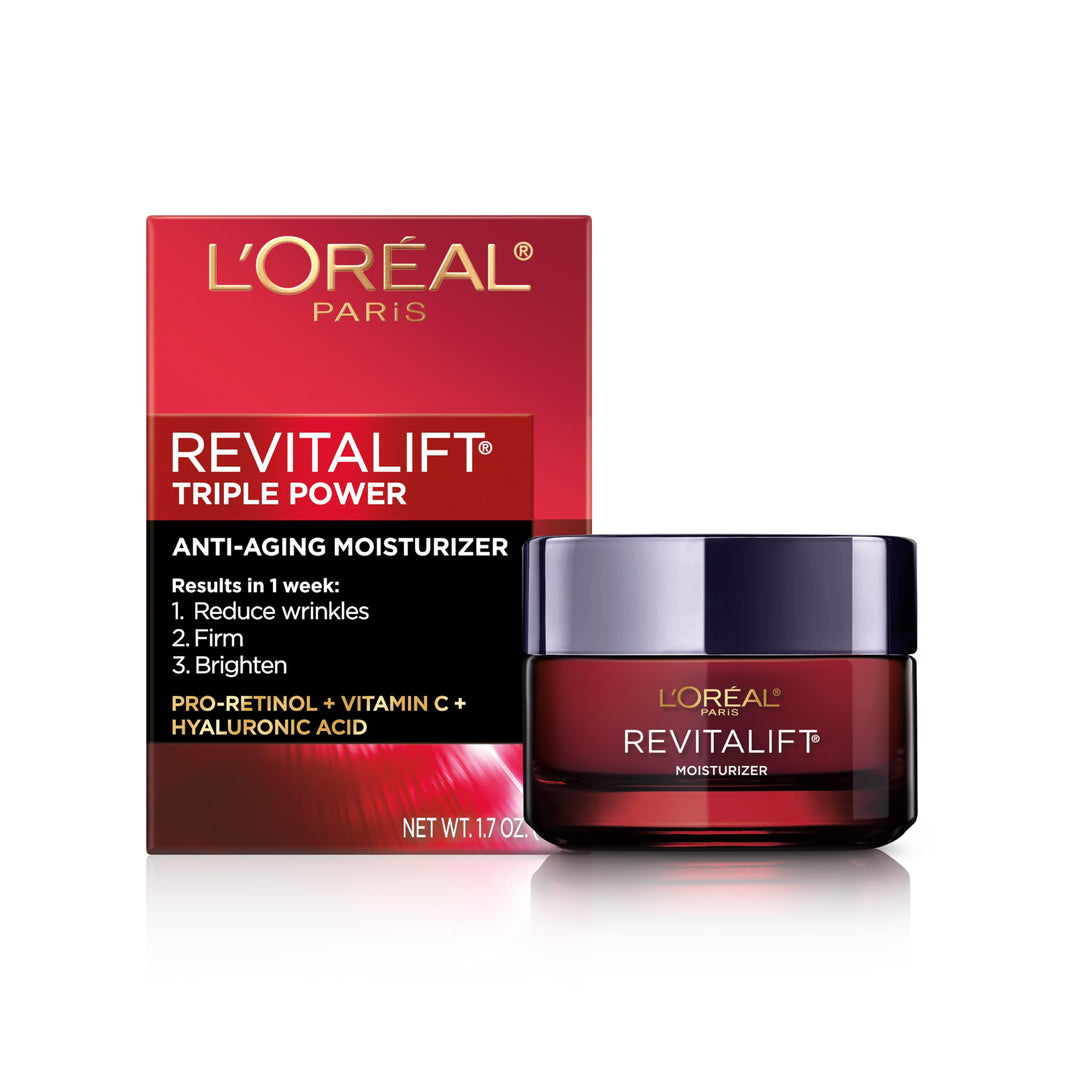 L'Oreal Paris Revitalift Triple Power Anti-Aging Face Moisturizer, Pro Retinol, Hyaluronic Acid & Vitamin C to Reduce Wrinkles, Firm & Brighten Skin, 2.55 Oz-L'Oreal Paris Revitalift Triple Power Anti-Aging Face Moisturizer, Pro Retinol, Hyaluronic Acid & Vitamin C to Reduce Wrinkles, Firm & Brighten Skin, 2.55 Oz